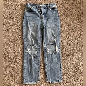 PacSun High Rise Straight Distressed Jeans w/ Exposed Knees- size 25